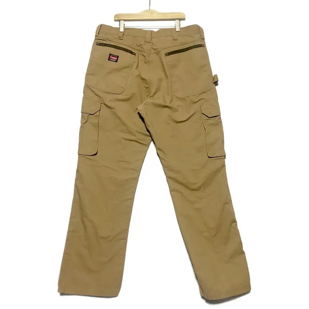 Wrangler Men's Cargo Work Pants Khaki Brown Utility 36x32 RN130273